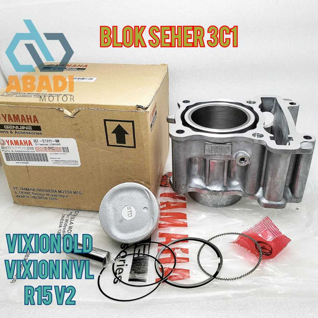 Blok Seher Set Ori Yamaha 3C1 Vixion Lama NvL R15 V2 Bok Mesin Piston Motor Original Block Boring Si