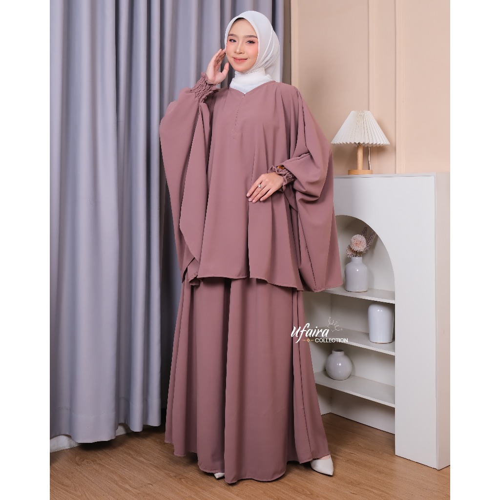 Ufaira Olshop~Shabrina Set~Bahan Shabrina Anti UV~One Set Terbaru