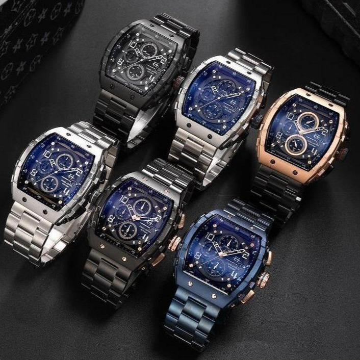 Evans Jayden Jam Tangan Pria 9554-2 Rantai Stainless Steel Kaca Sapphire Chronograph Water Resistant