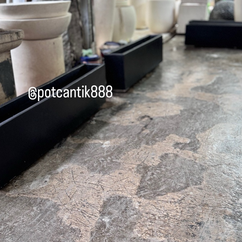 Pot beton pot kotak persegi panjang cat hitam doff 1m x 20 x 30