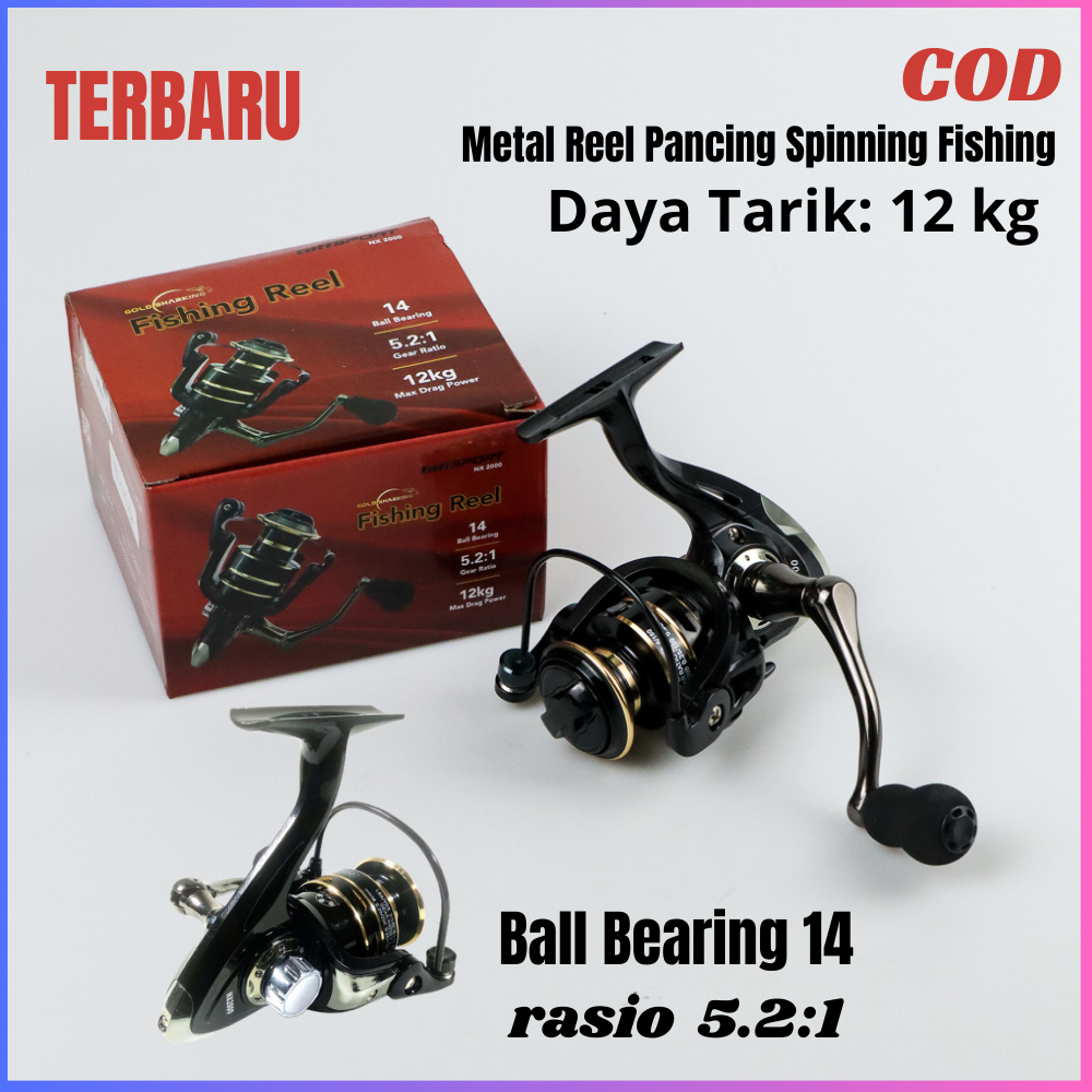 Metal Reel Pancing Spinning Fishing Reel 5.2:1 alat pancing kuat tarik universal semua medan promo