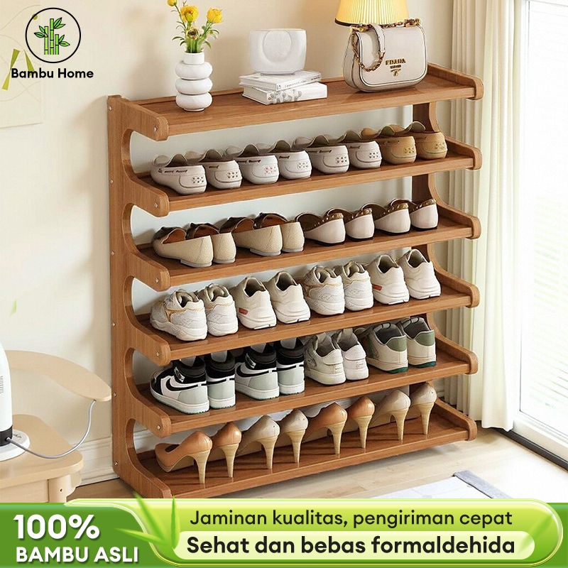 Rak Sepatu Susun Rak Sepatu Kayu Minimalis Susun Penyimpanan Multifungsi rak sepatu tertutup