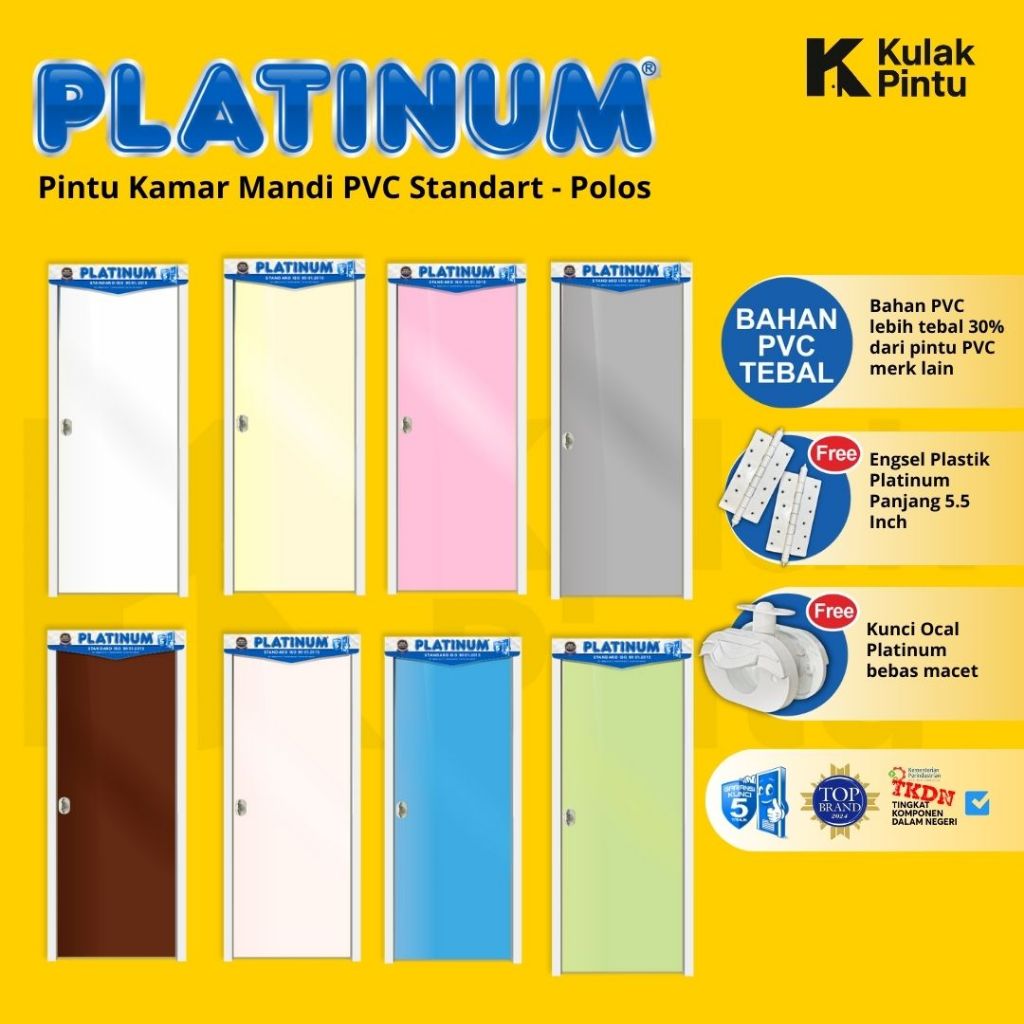 Pintu Kamar Mandi PVC / Pintu PVC - PINTU PLATINUM PVC (Standart / Tanpa Kaca) - POLOS