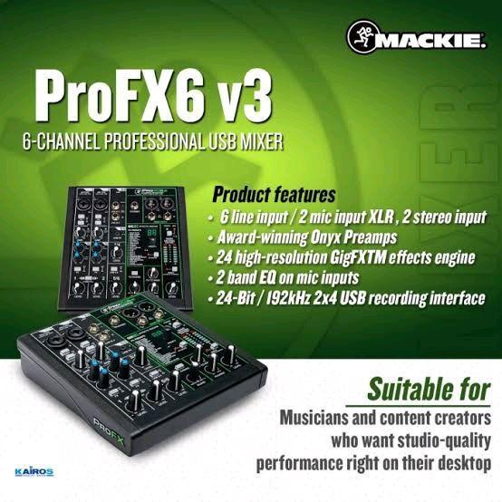 Mixer Audio Mackie ProFX6v3 6 Channel Mixer Mackie Pro Fx6v3 ProFx6 V3 Original