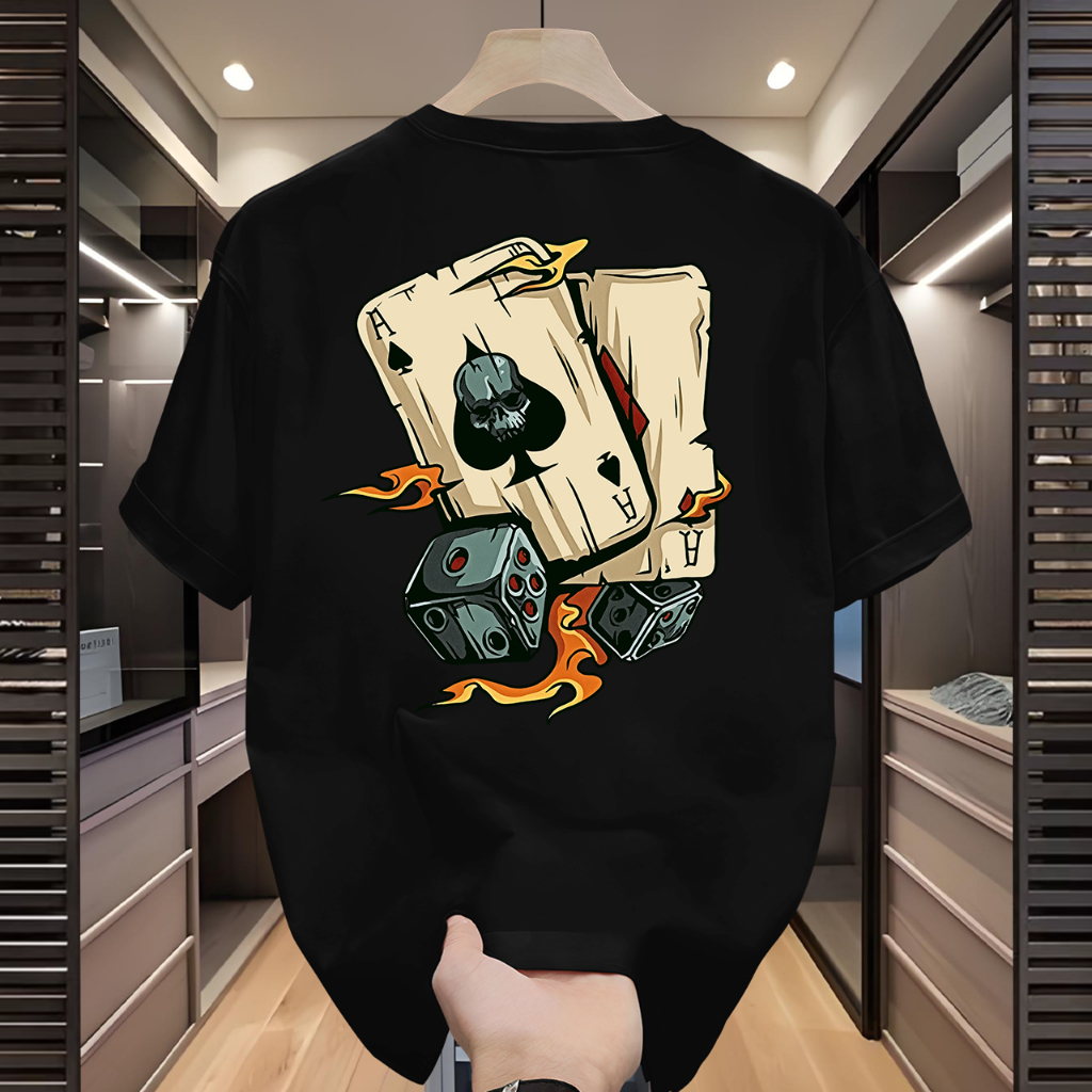 COD{HOT SALE}Kaos Poker Premium - Cotton Combed 30s / Desain Kartu Remi Kekinian / Loose Fit Nyaman 