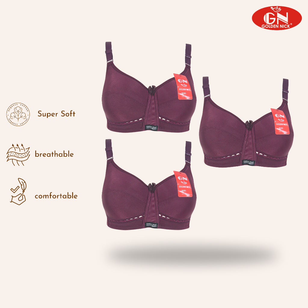 GOLDEN NICK - ( ISI 3 )BRA SPORT BH K366 BUSA TIPIS TANPA KAWAT BERKUALITAS SPORT BRA GOLDEN NICK
