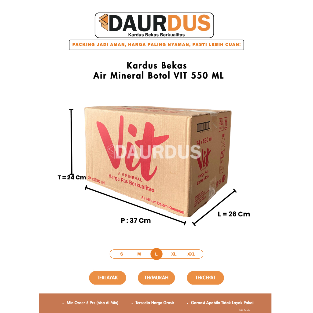 

Kardus Bekas | Kardus Packing | Box | Vit Botol 550 Ml (37x26x24)