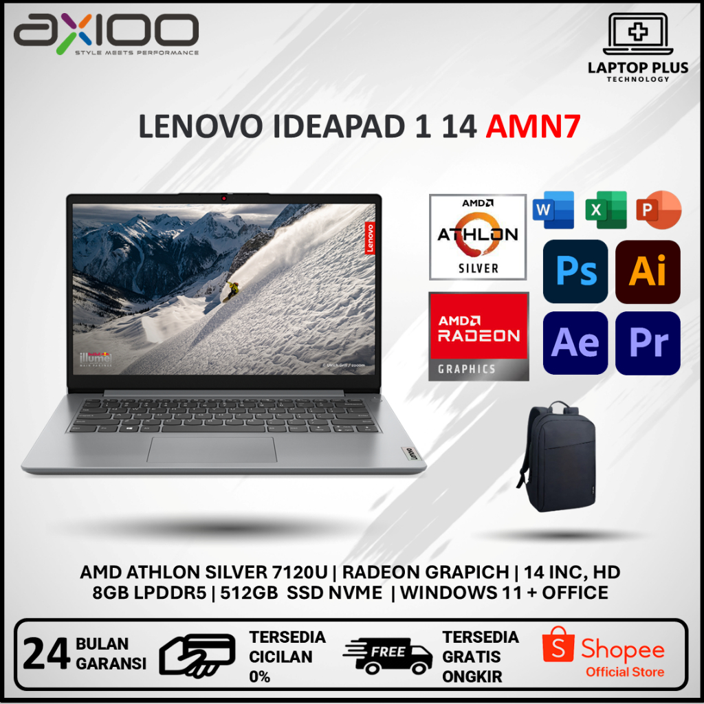 Laptop Lenovo Ideapad Slim 1 AMD Athlon Silver 7120U 8GB 512GB Win 11 + OHS 2021