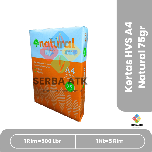 

[500 lembar] Kertas HVS A4 Natural 75gr kertas fotocopy printing paper