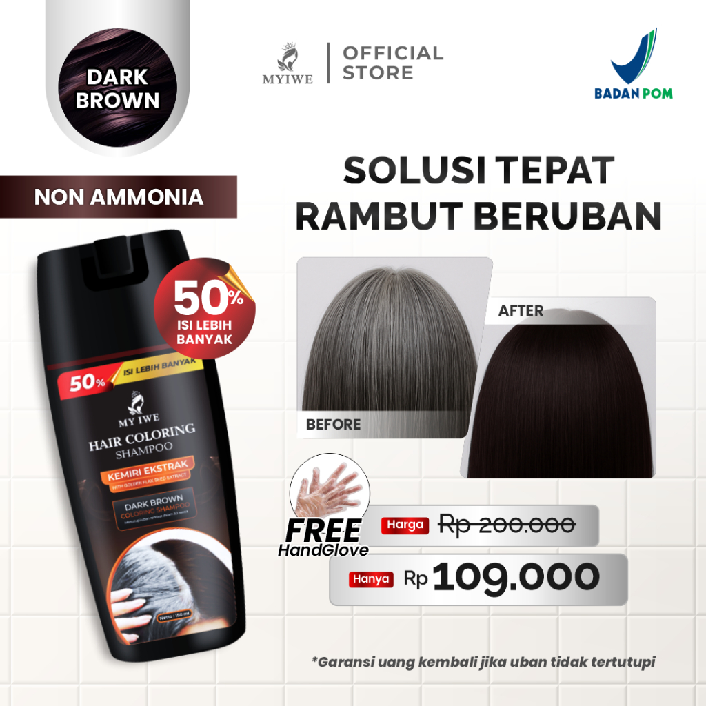 NEW Myiwe Hair Coloring Shampo Smooth Penghilang Uban - DARK BROWN [terbaik][terlaris]