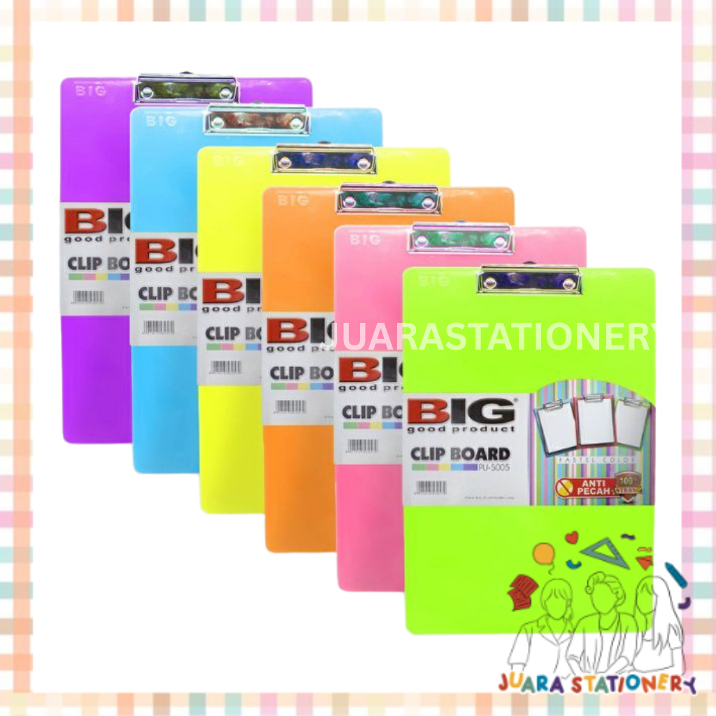 

(1245) JUARASTATIONERY Papan Jalan Big PU-5005 / Papan Dada Pastel Clipboard Aesthetic