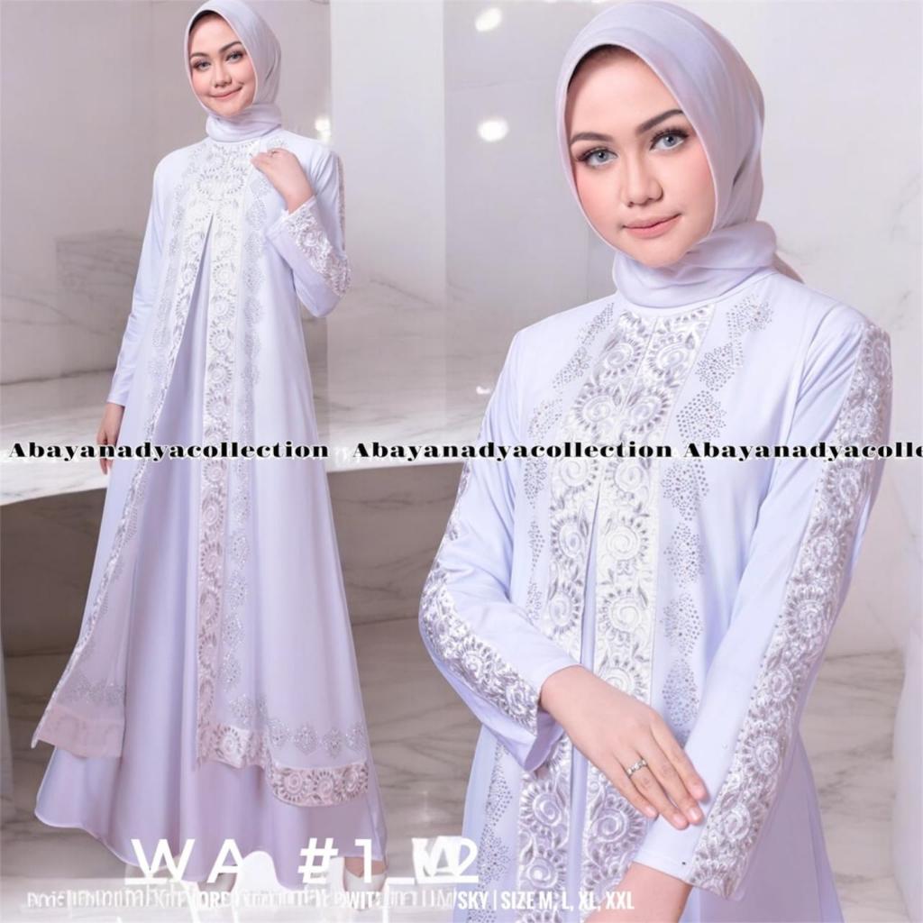 KHABINAFASHION Abaya Arab Turkey AISYAH Putih Polos Jersey Kombinasi Ceruty