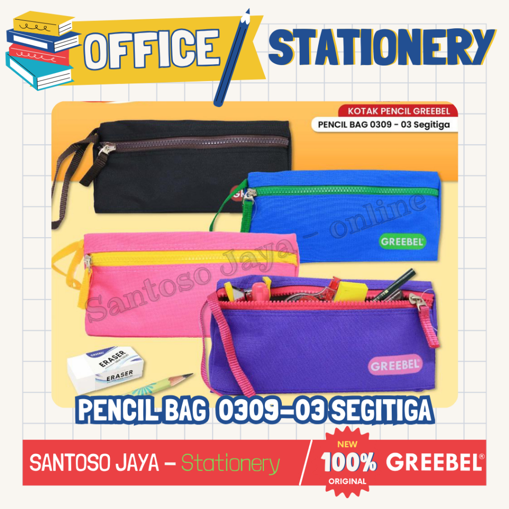 

Tempat - Kotak Pensil Segitiga GREEBEL - Triangel Pencil Case Bag 0309-03