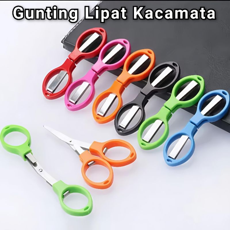

Gunting Lipat Portable Gunting Lipat Mini Travel Bisa lipat Bentuk Kacamata Stainless 1PCS