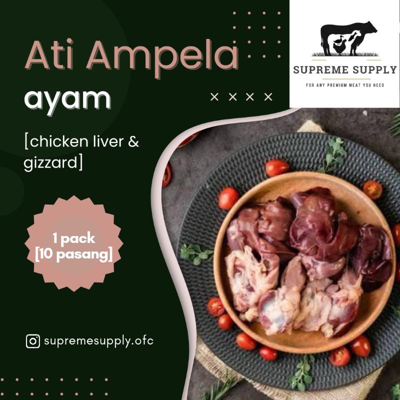 

PREMIUM Ati Ampela 1 pack [10 psg] | Fresh Halal Organic Chicken Liver & Gizzard Hati Ampela Frozen