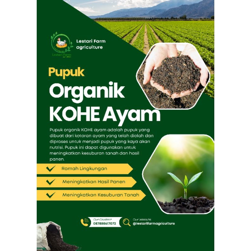 PUPUK ORGANIK FERMENTASI 1Kg | PUPUK KANDANG KERING | TANPA SEKAM | KOHE MEDIA TANAM | KOHE AYAM ASL