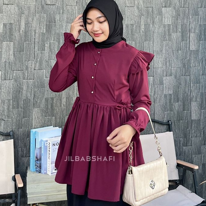 BLOUSE KOREA STYLE HIJAB OUTFIT PUTIH LEORA