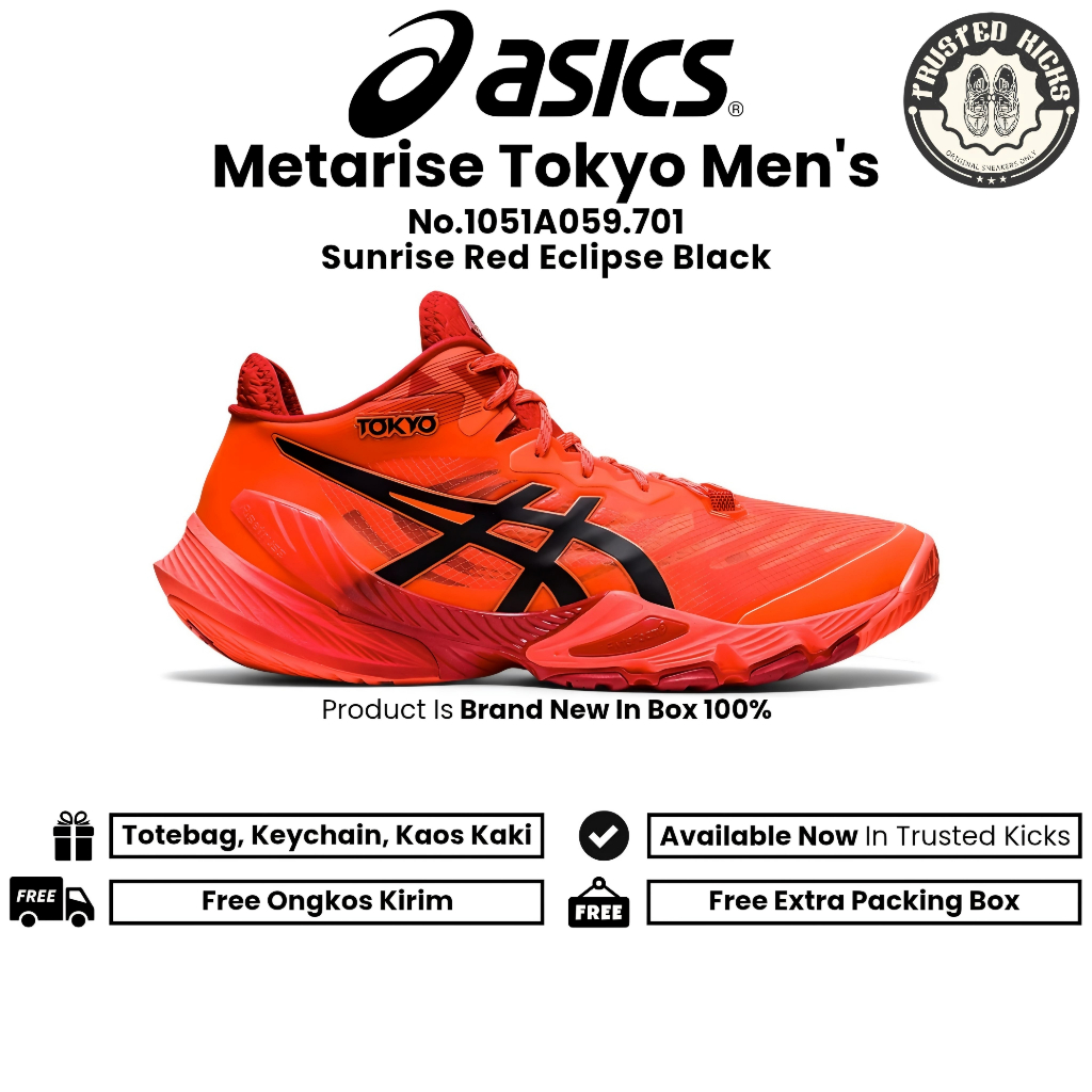 Sepatu Volly Pria Asics METARlSE Tokyo Sunrise Red Eclipse Black Authentic