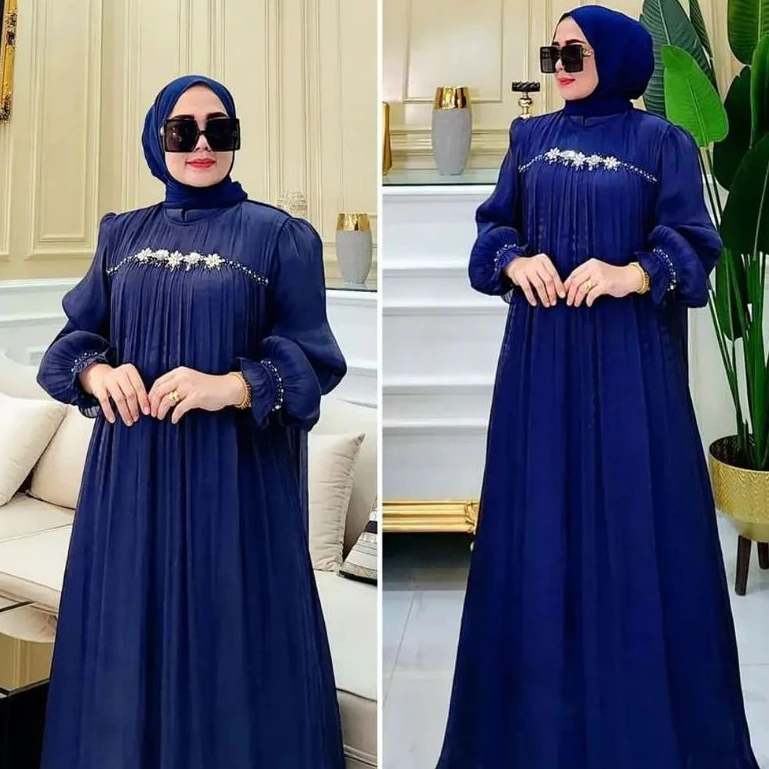GAMIS ABAYA PUTIH TERBARU MEWAH PAYET MUTIARA CERUTY BABYDOL FULL PURING