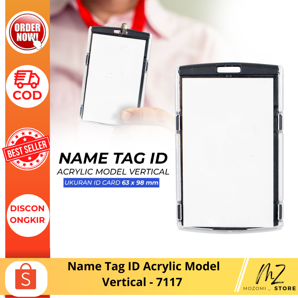 

Name Tag ID Acrylic Model Vertical / Tempat kartu ID Card