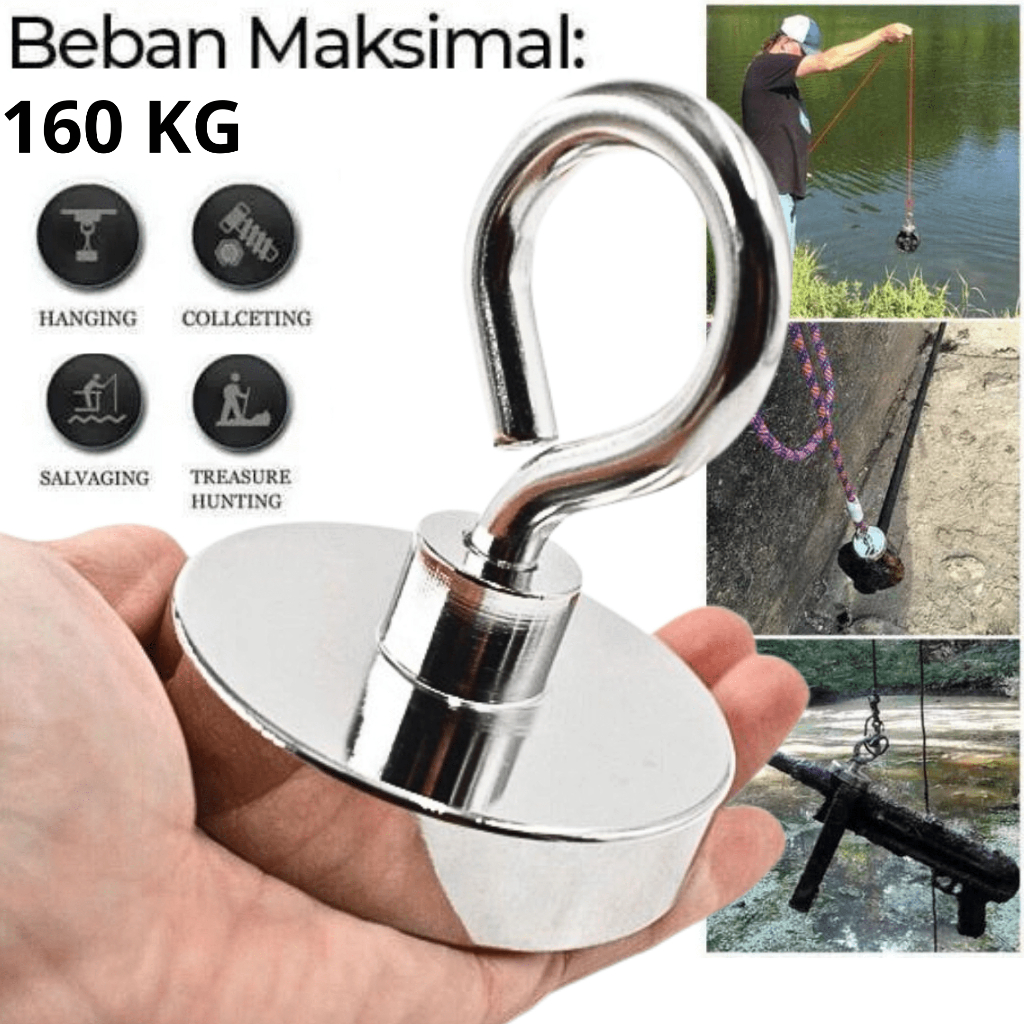 Magnet Neodymium 60mm 160kg Magnet Gantungan Sheep Eye Hook Strong Neodymium Tension 160kg