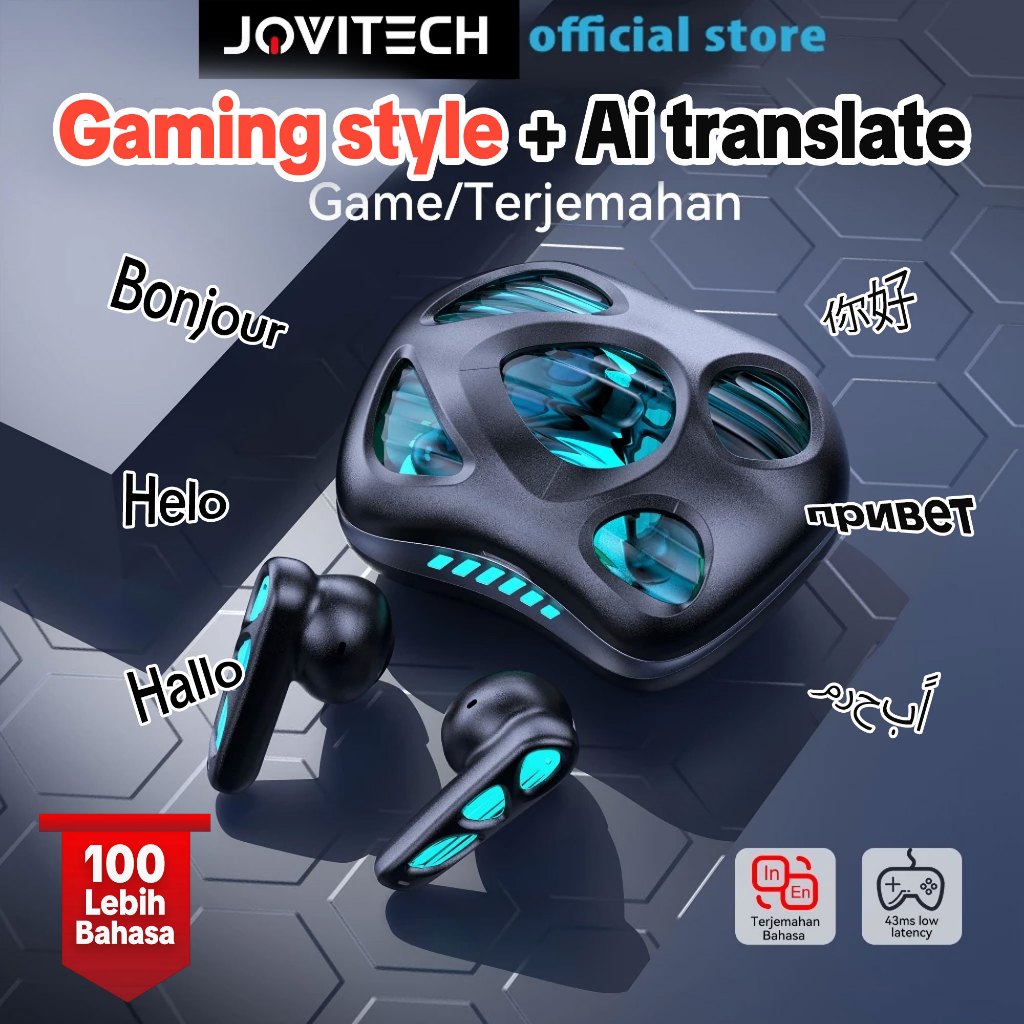 Jovitech EP36X Wireless Bluetooth Headset V5.4 TWS AI Translates Conversations Low Latency Gaming He