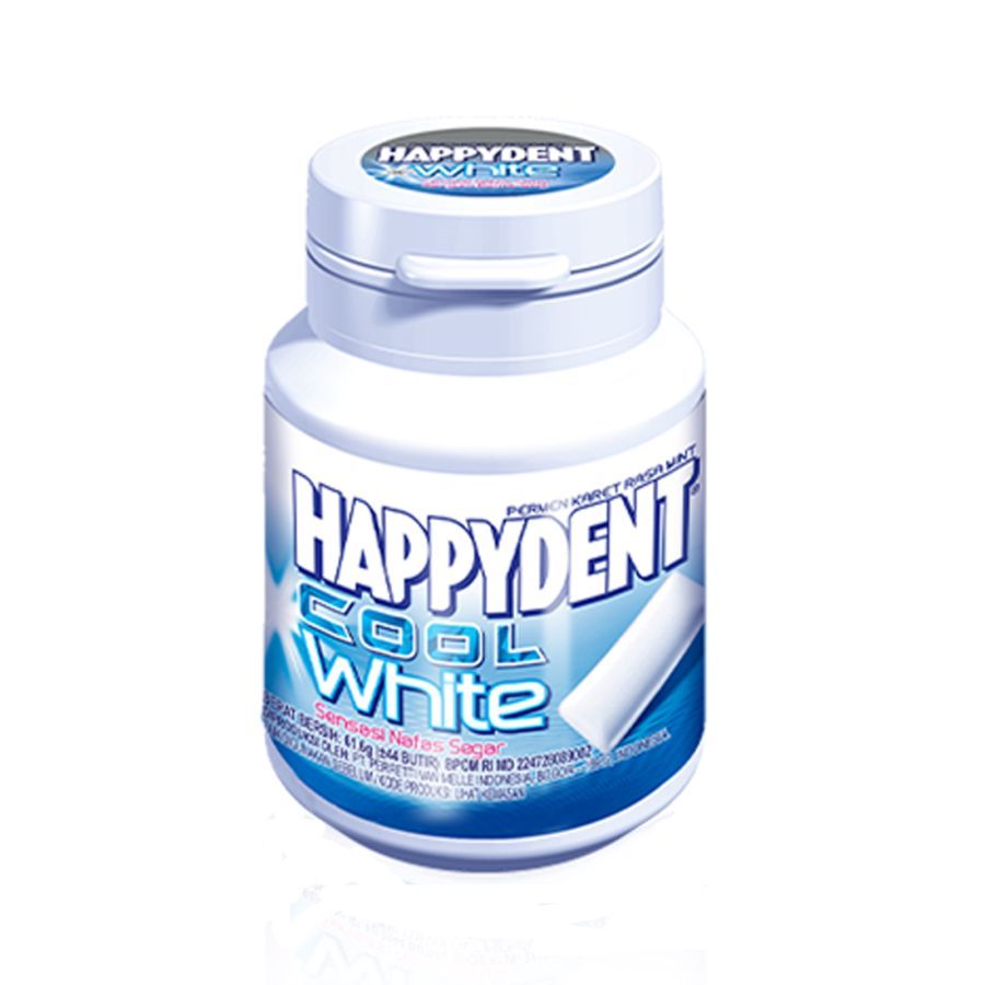 

Happydent Cool White 61.6g Mint Flavor Gum Bottle