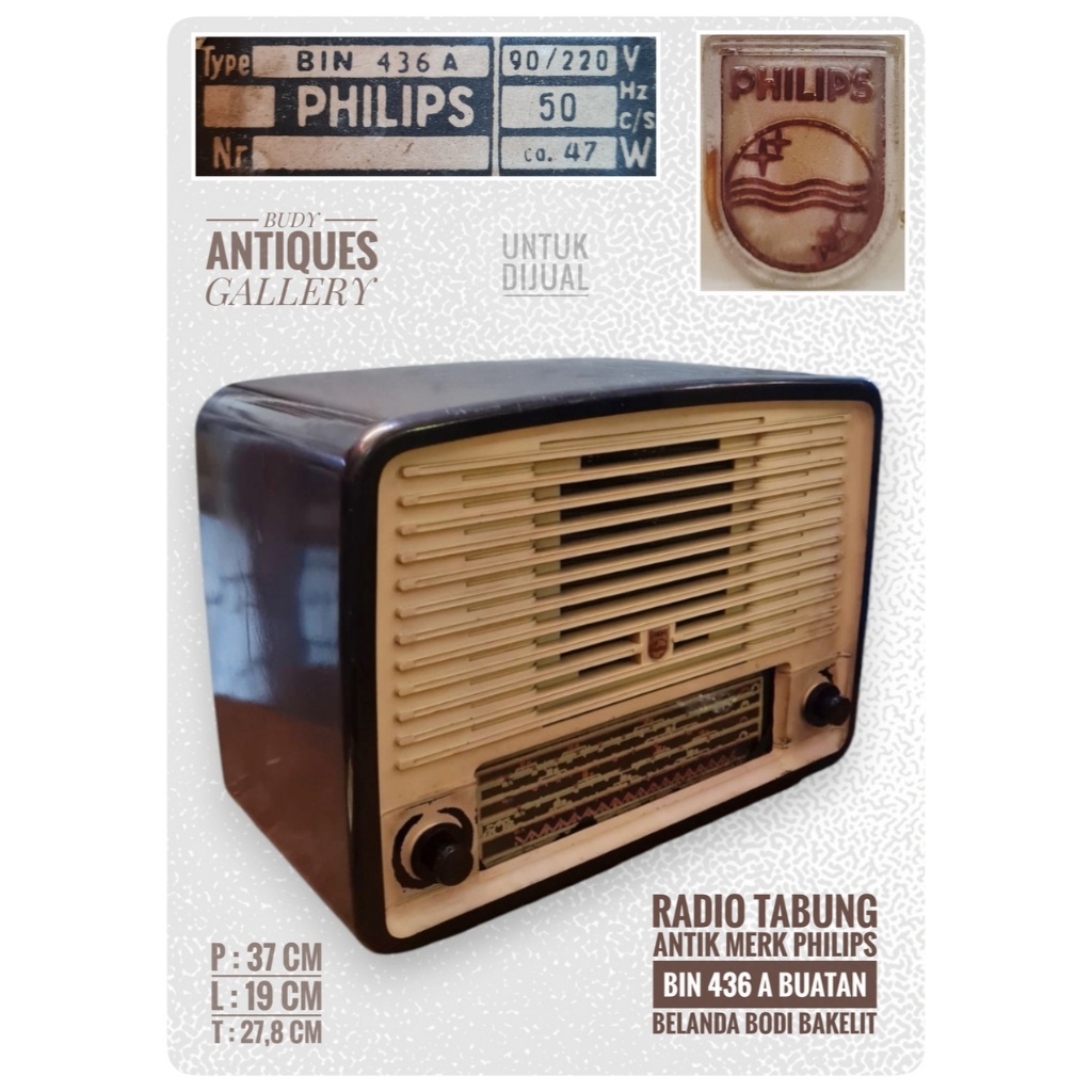 Radio Tabung Antik Philips BIN 436A Made In Holland