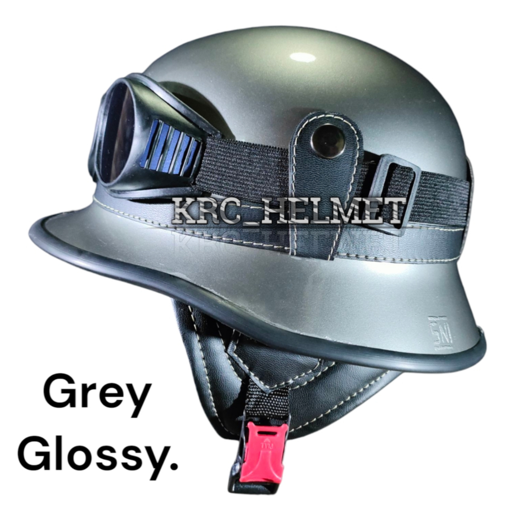 Helm Retro Club Milenial Nazi Cat Kuning/Krem/Hitam/Biru/Merah Glossy + Kacamata Chips