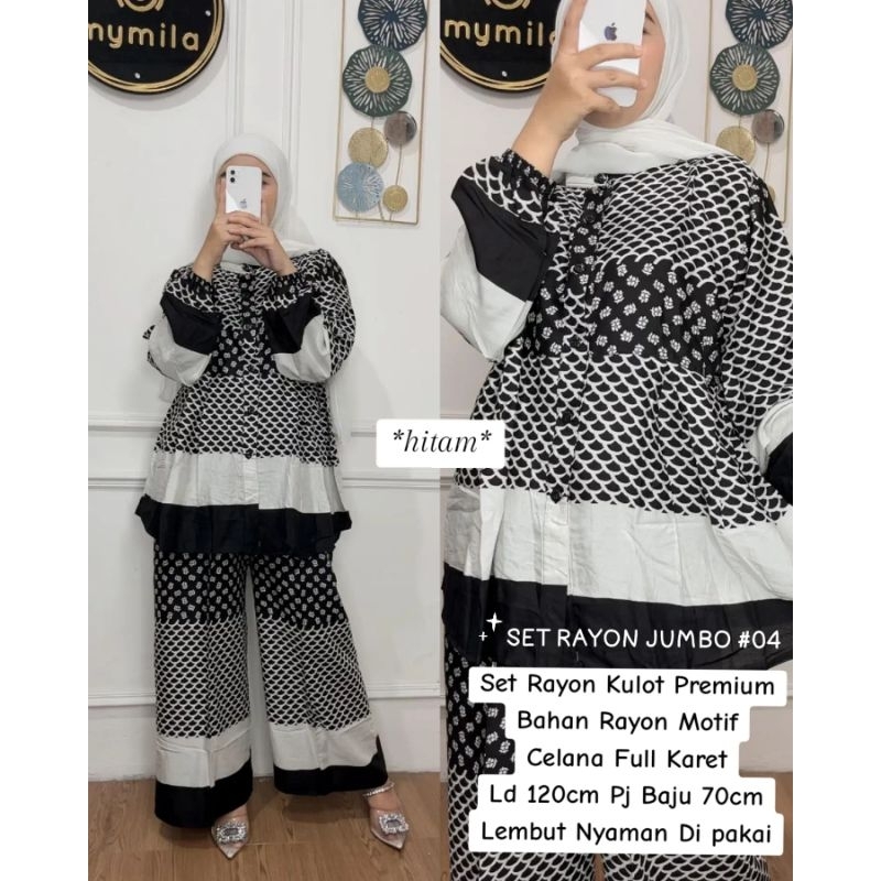 ONE SET RAYON JUMBO LD 120 BAHAN RAYON MOTIF PREMIUM