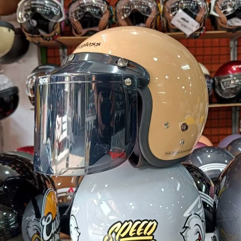 HELM BOGO CARGLOSS PREMIUM + KACA FLAT DATAR