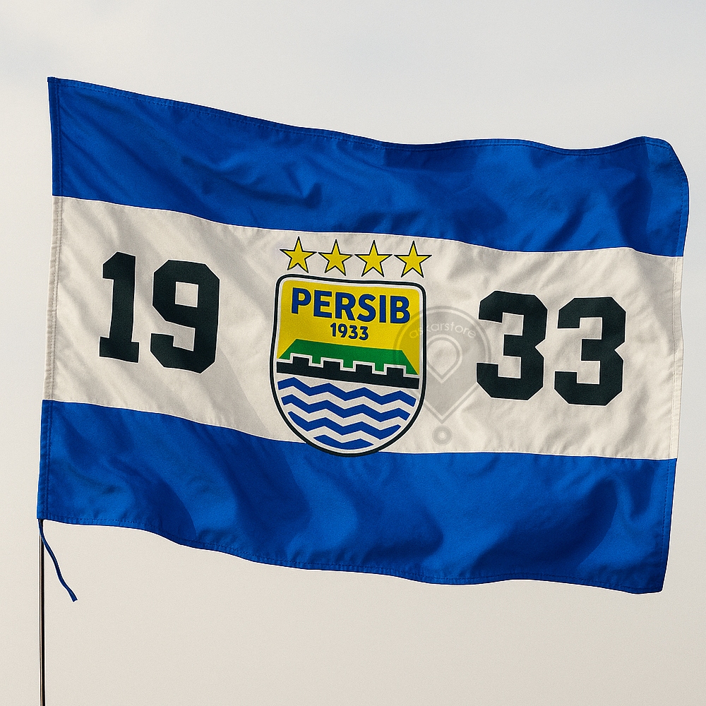 Bendera Persib Viking Bobotoh Atribut Suporter Bola Bandung Ukuran Besar Dengan Tali Bendera