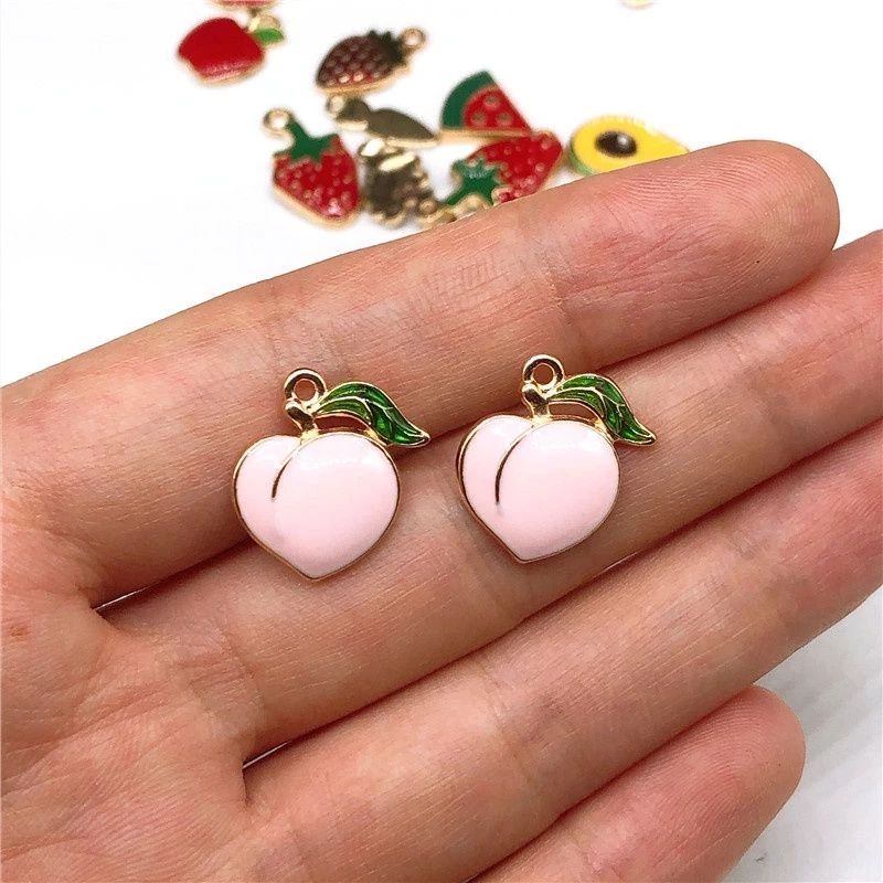 2PCs CHARM LIONTIN ENAMEL BUAH PEACH | MIN BELANJA 10 RIBU