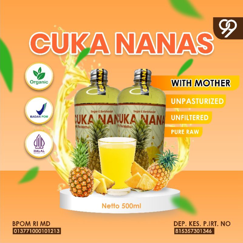 

Cuka Nanas99 500ml with mother organic - pineapple cider vineger Asli