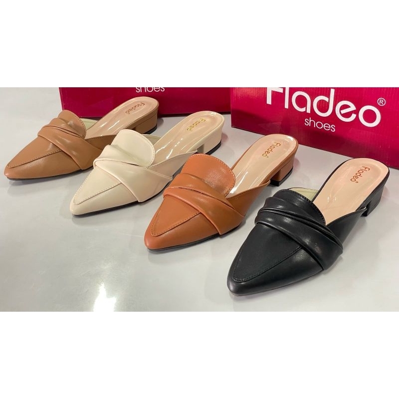 Sepatu Sandal Slop Mules wanita heels 3cm Fladeo Trendy kondangan