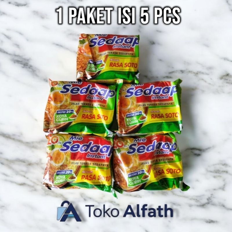 

MIE SEDAAP KUAH RASA SOTO 1 PAKET ISI ( 5 PCS )