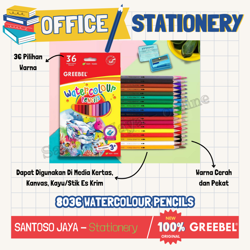 

Pensil Warna GREEBEL 36 Warna - Full Watercolour Pencils GREEBEL 8036