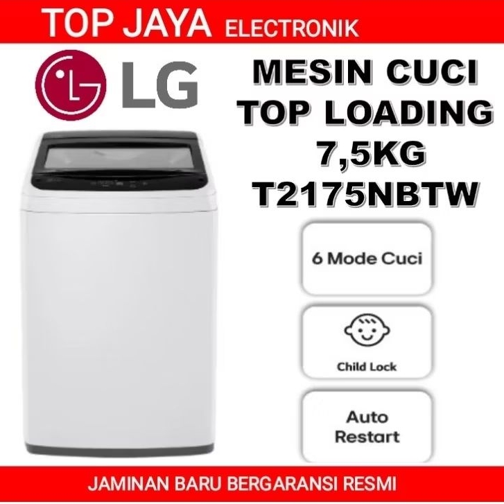MESIN CUCI LG 7,5 KG TOP LOADING T2175NBTW/MESIN CUCI 7,5 KG LG TOP LOADING NEW SERIES