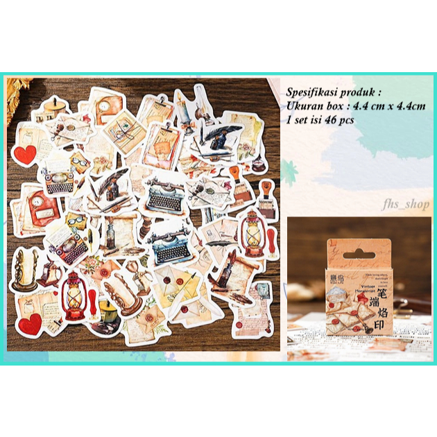 

46 Pcs Stiker Set Aesthetic Buku Diary Scrapbook Deco Stiker Lucu Stiker Retro Things Deco Journal