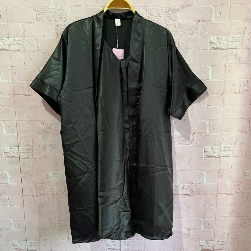 New baju tidur wanita 2in1 piyama tidur satin kimono satin