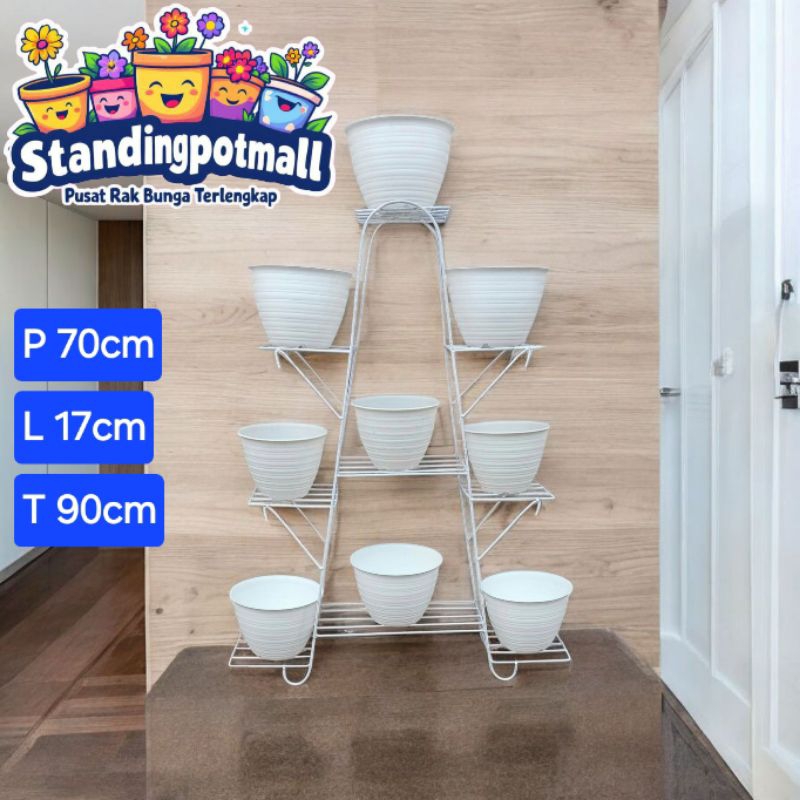 rak bunga sudut ruang tamu standing pot bunga aesthetic