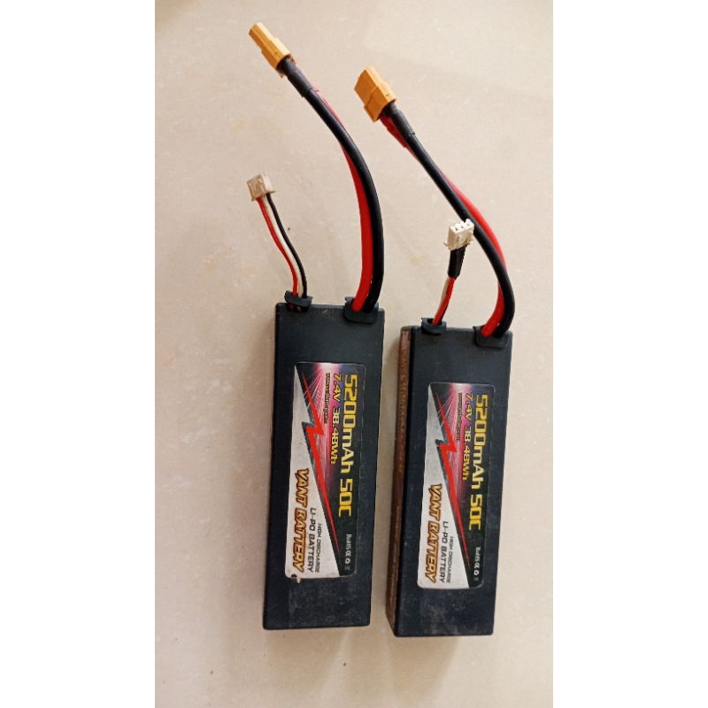 batre rc lipo 2s 5200mah 50c bekas