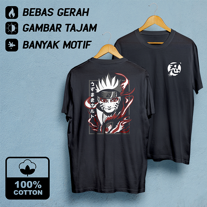 Kaos Anime Naruto 04 | Baju Distro Pria Hitam | Cloth Laki-laki Tema Jepang Murah