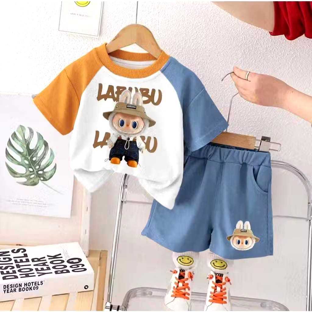 Stelan baju labubu 3 warna cowok/cewek usia 1-6 tahun yang lagi trend dan viral