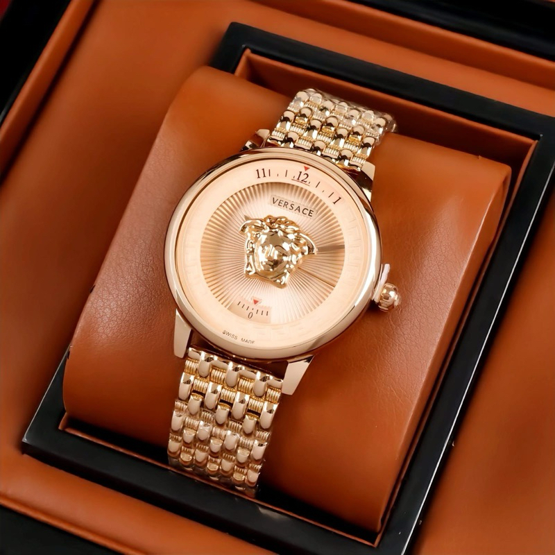 ( BISA COD ) Jam Tangan Wanita VERSACE Rantai Stainless Steel Tanggal Aktif Jam Tangan Fashion Cewek