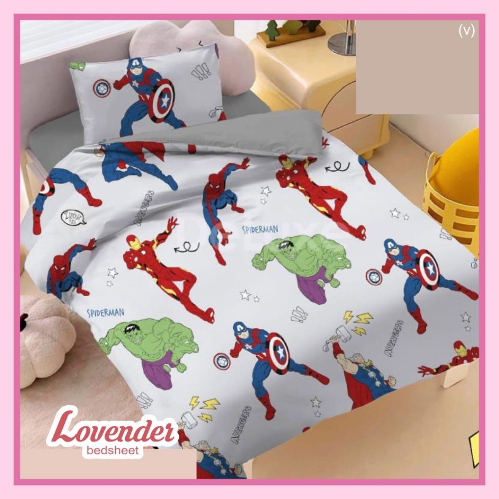 Sprei/Bedcover katun TAIWAN/CVC HALUS marvel avengers iron man hulk captain america spiderman superh