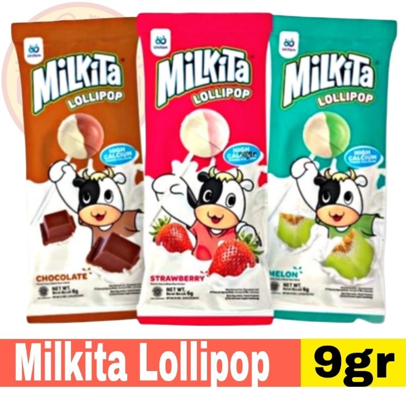 

Permen Milkita Lollipop 9gr Satuan Rasa Cokelat / Strawberry / Melon