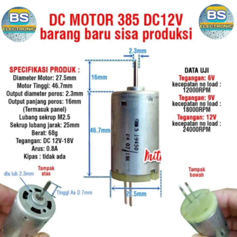 Dinamo Rs 385 _ 6volt sampai 18volt
