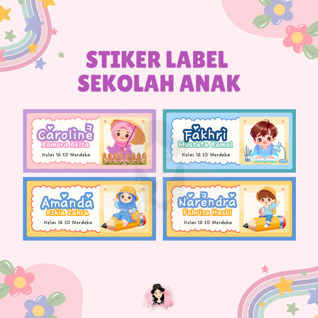 

KIMMIE Stiker Label Nama Sekolah Anak Lucu Back to School Sticker