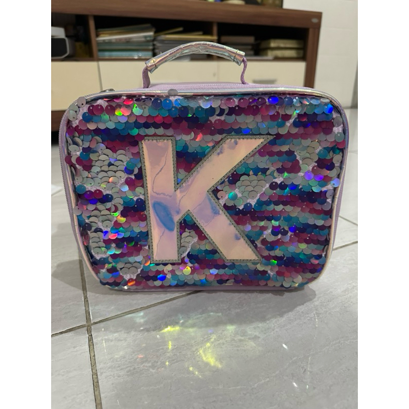 JUSTICE Lunch/Snack Bag Sequin initial K